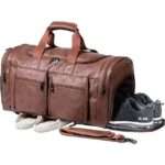 leather duffle bag with shoe compartment