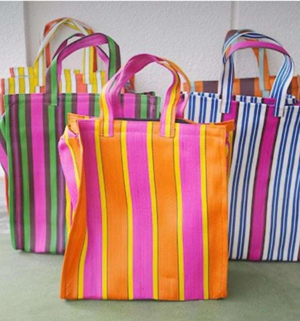 Striped Nylon shopping tote bag Striped Nylon shopping tote bag