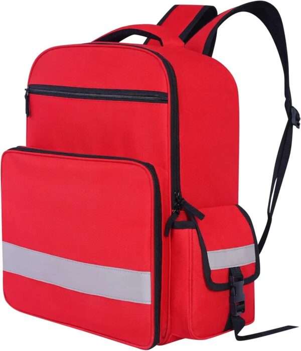 CORUS Medicine Nylon Portable Large Backpack Medical First Aid Kit Storage bag Empty (No Medicine Included) | Medical Emergency | First Aid Kit Bag | Travelling Car, Home, Office (Red Color)