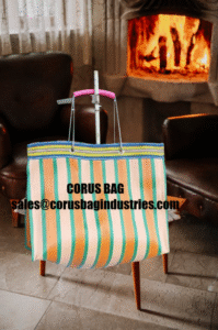 Recycled Plastic Stripe Bag - Square